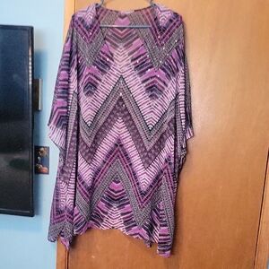 Purple and Black Chevron Poncho